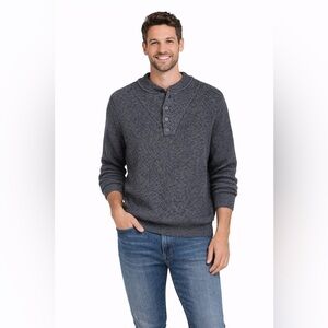 Vintage Cabelas Hunting Pullover 1/4 Button Sweater Large Black Heavyweight